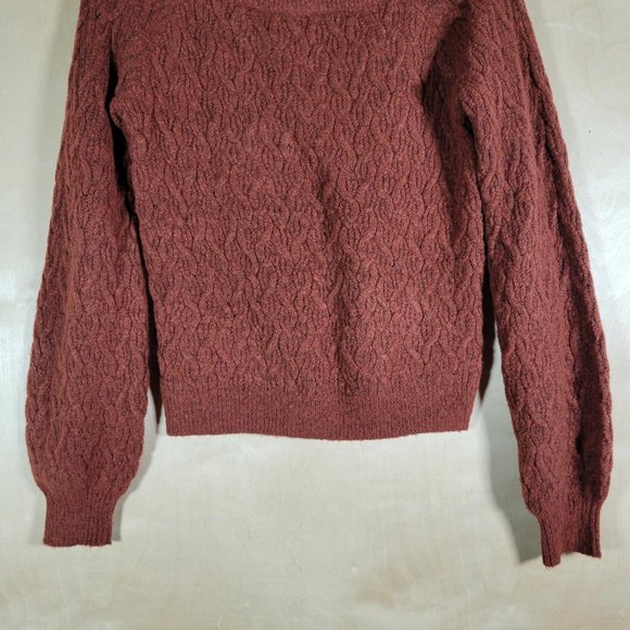 Red by EX Madder Brown Off Shoulder Cable Knit Sweater Women Size XS NWT - Picture 8 of 9